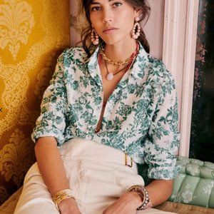 Sezane Pierro Shirt Botanical Print Size FR34/US 2 LIKE NEW CONDITION!!